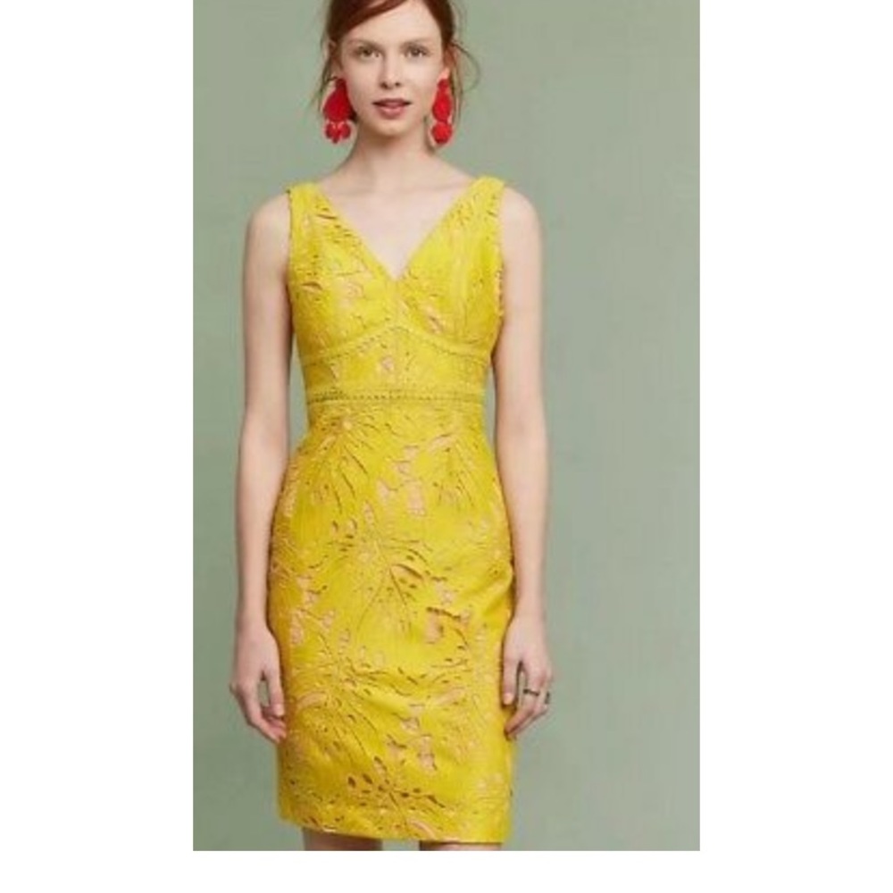 Yellow lace Anthropologie Dress